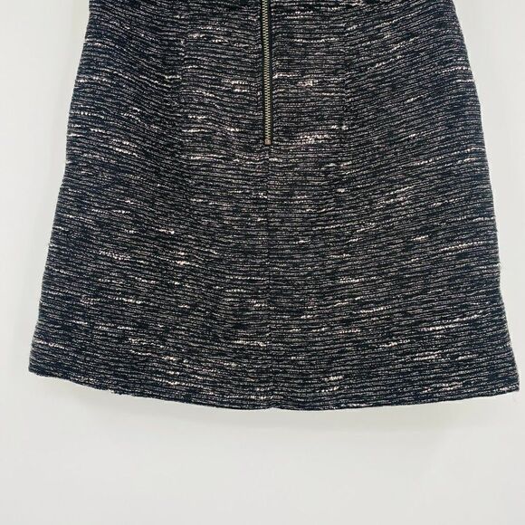 LOFT Size 00P Black Metallic Weave Tweed Pleated Fully Lined Skirt - Picture 8 of 9